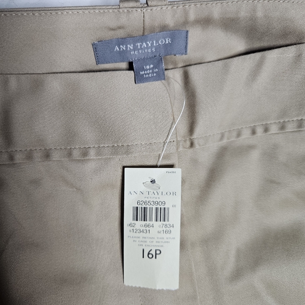 Ann Taylor Petites Bootleg Gramercy Fit Tan Khaki Trousers Pants sz 16P NWT - Picture 6 of 6